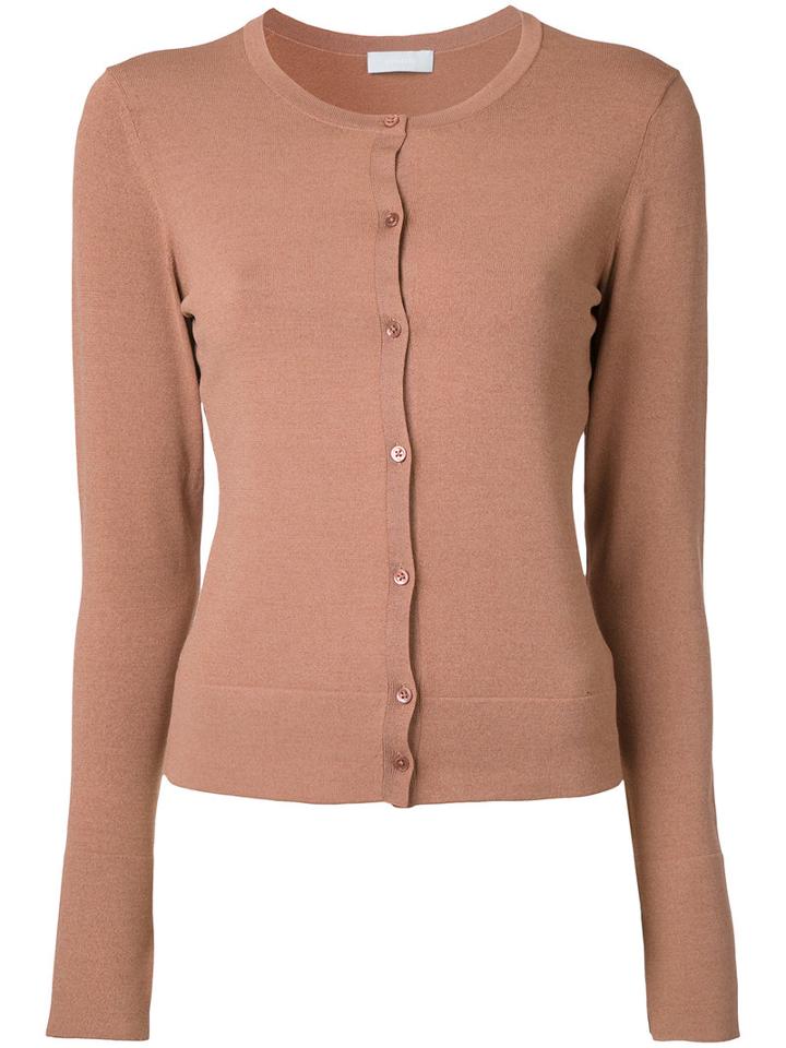 Estnation - Round Neck Cardigan - Women - Acetate/polyester/nylon/polyurethane - 38, Pink/purple, Acetate/polyester/nylon/polyurethane