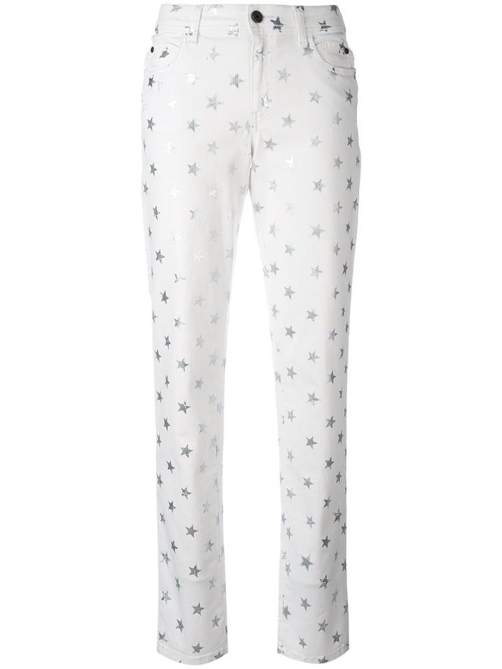 Just Cavalli - Star Print Cropped Jeans - Women - Cotton/spandex/elastane - 30, White, Cotton/spandex/elastane