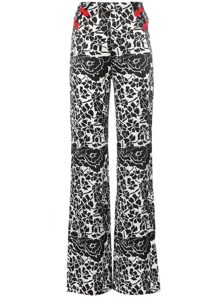 De La Vali Una Printed Wide Leg Trousers - Black