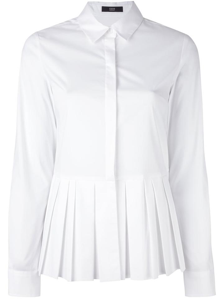 Steffen Schraut Peplum Button Down Shirt, Women's, Size: 38, White, Cotton/polyester/spandex/elastane