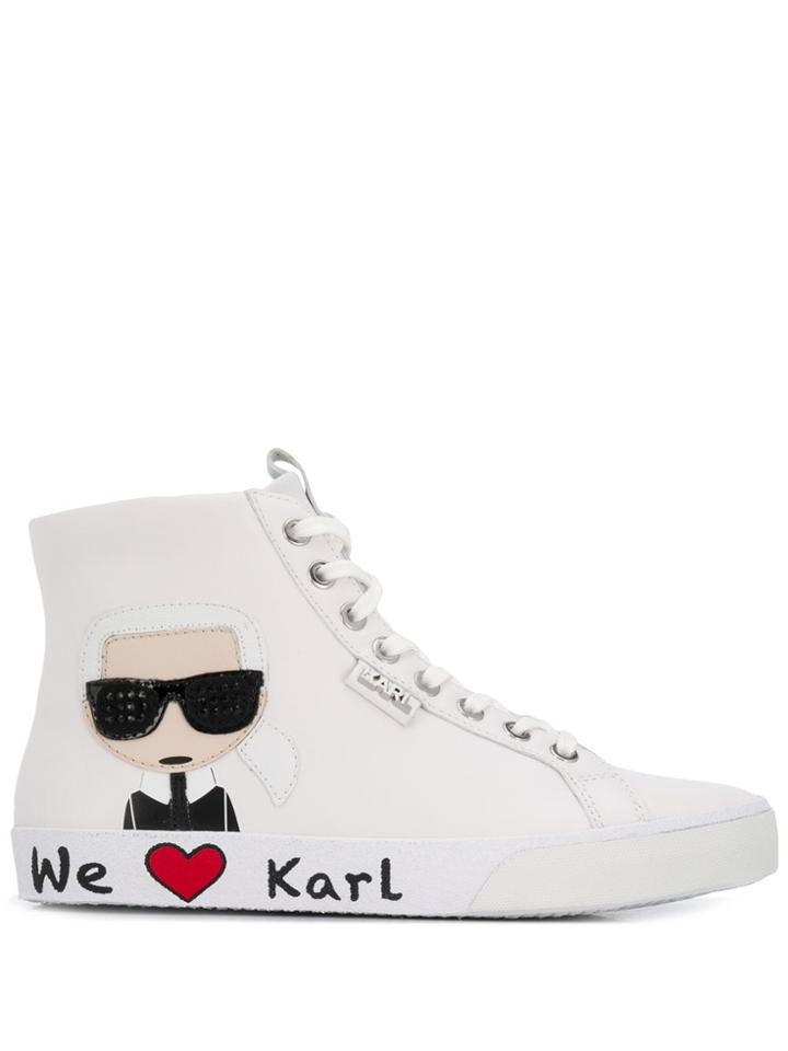 Karl Lagerfeld 'we Love Karl' High Top Sneakers - White