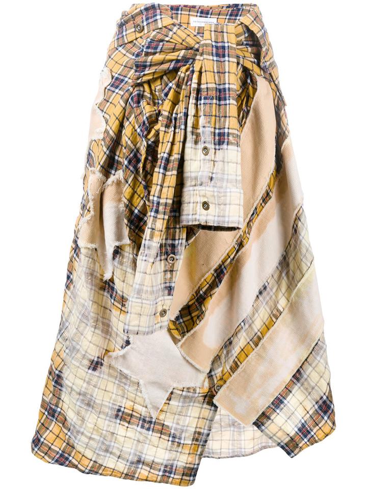 Faith Connexion Check Star Applique Shirt Skirt, Women's, Size: Medium, Yellow/orange, Cotton/spandex/elastane