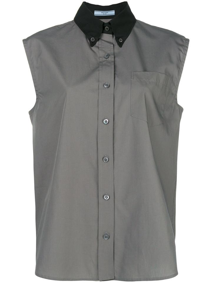 Prada Button Down Sleeveless Shirt - Grey