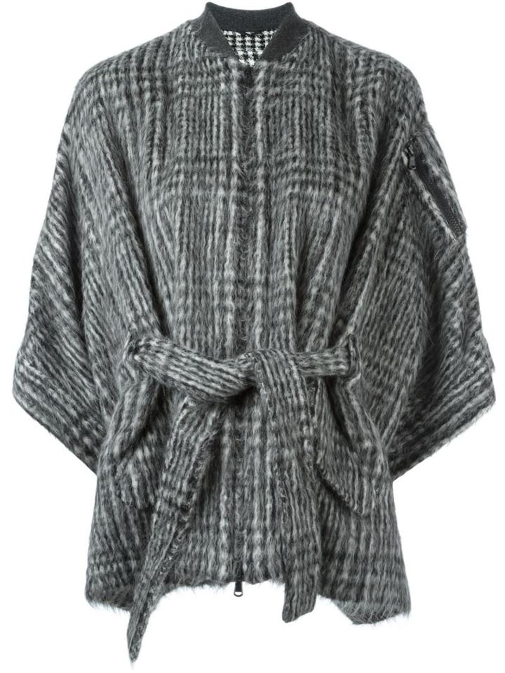 Brunello Cucinelli Cashmere Houndstooth Belted Jacket, Women's, Size: 42, Black, Silk/acetate/cashmere/virgin Wool