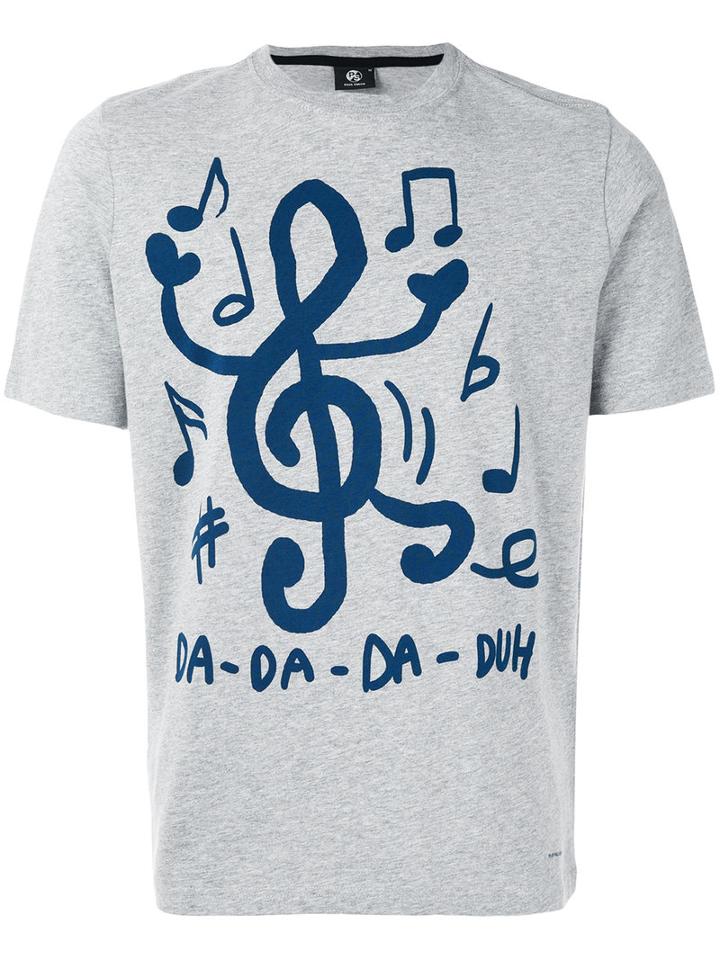 Ps By Paul Smith - Treble Clef Print T-shirt - Men - Organic Cotton - M, Grey, Organic Cotton