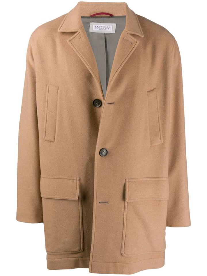 Brunello Cucinelli Oversized Felt Coat - Neutrals