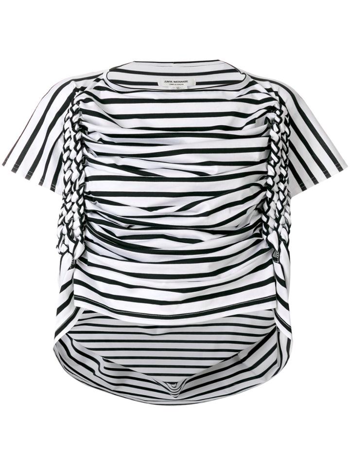 Junya Watanabe Comme Des Garçons Striped Ruched T-shirt - White