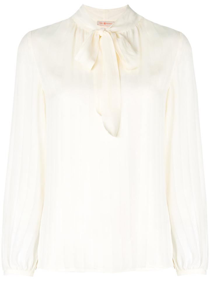 Tory Burch Emma Bow Blouse - Nude & Neutrals