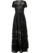 Jason Wu Lace Insert Gown, Women's, Size: 6, Black, Silk Organza