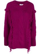 Blugirl Ruffle Detail Sweater - Pink & Purple