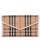 Burberry 1983 Check And Leather Envelope Card Case - Neutrals