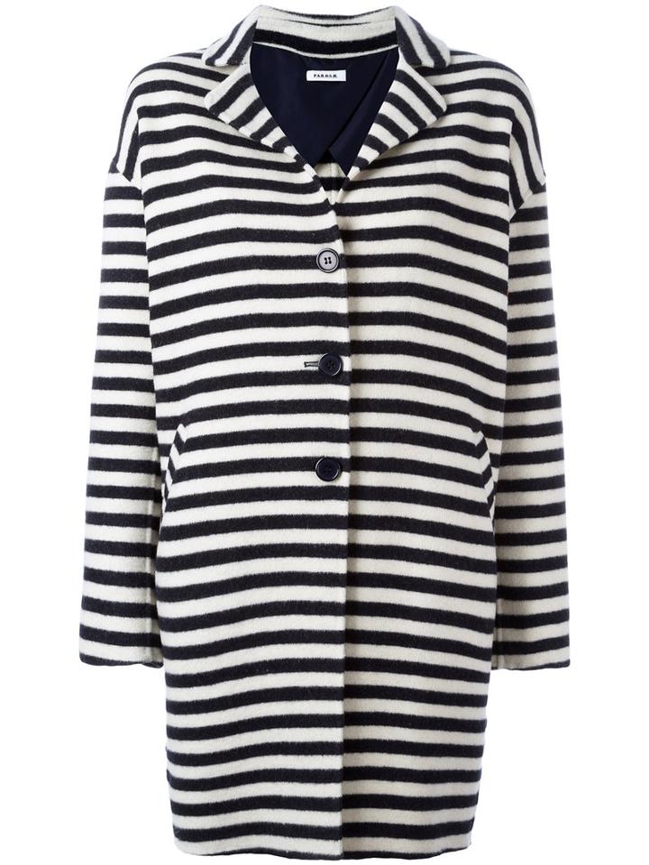 P.a.r.o.s.h. Lomar Striped Coat, Women's, Size: Medium, Black, Wool