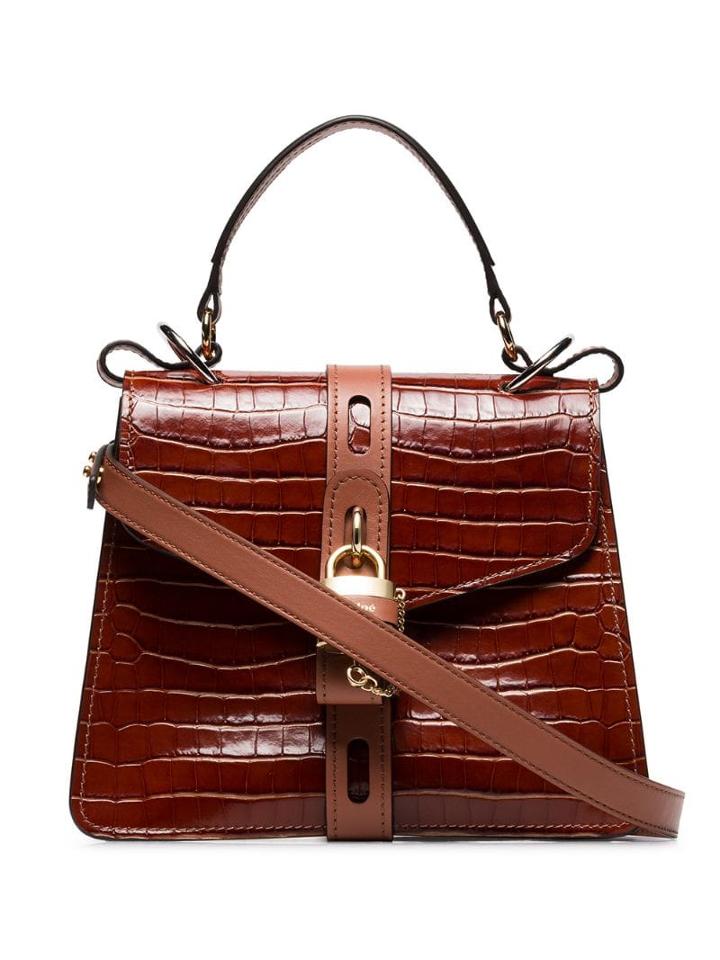 Chloé Aby Crocodile-effect Shoulder Bag - Brown