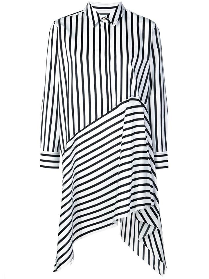 Marques'almeida Asymmetric Stripe Shirt Dress - Black