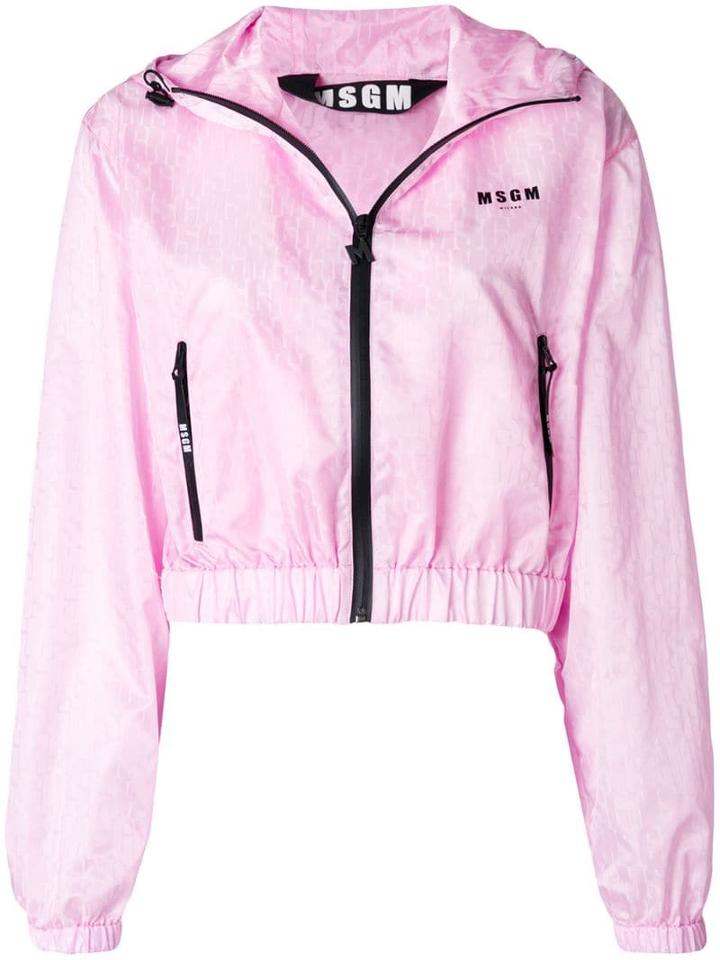 Msgm Hooded Logo Jacket - Pink