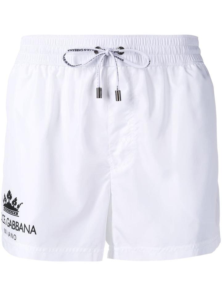 Dolce & Gabbana Logo Swim Shorts - White