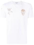 Alexander Mcqueen Skull Embroidered T-shirt - White