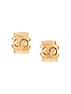 Chanel Pre-owned Cc Plate Earrings - Gold