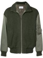 Tomorrowland Contrasting Sleeve Bomber Jacket - Green