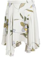 Halston Heritage Floral Print Skirt, Women's, Size: 6, Nude/neutrals, Polyester/silk/viscose/spandex/elastane