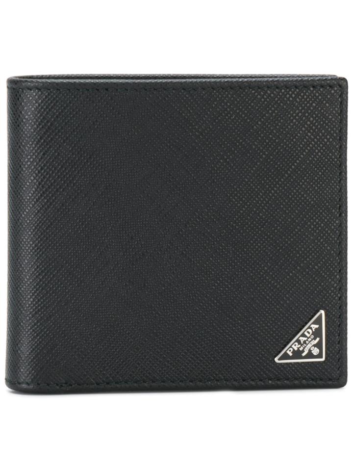 Prada Logo Plaque Billfold Wallet - Black
