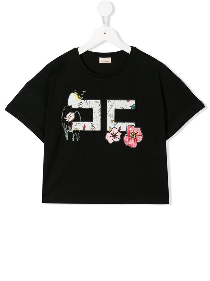 Elisabetta Franchi La Mia Bambina Teen Floral Embroidered T-shirt -