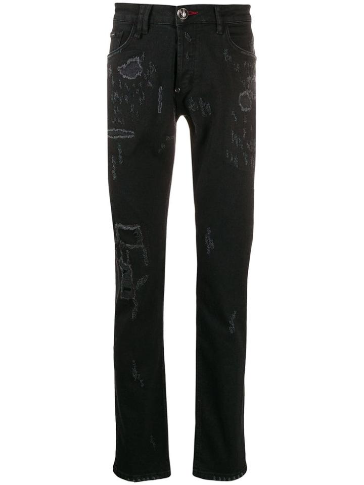 Philipp Plein Straight Supreme Skull Jeans - Black