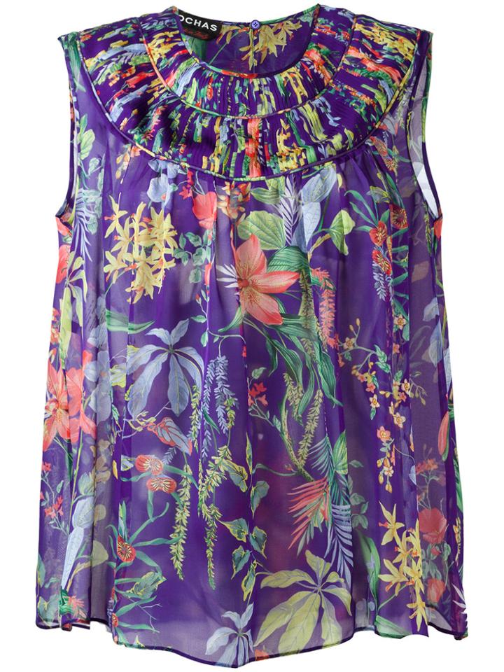 Rochas Printed Silk Tank - Pink & Purple