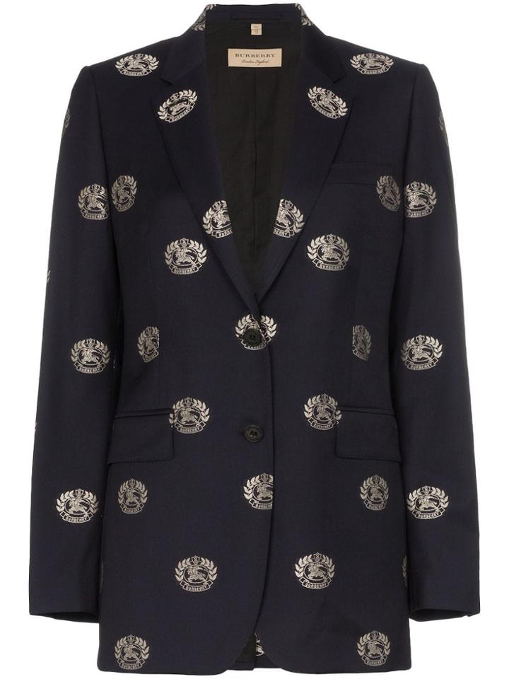 Burberry Boreton Crest Print Blazer - Blue