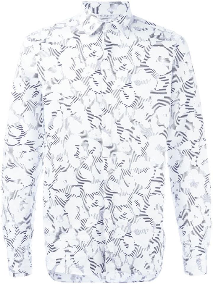 Neil Barrett Leopard Print Shirt, Men's, Size: 40, White, Cotton/spandex/elastane