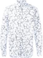 Neil Barrett Leopard Print Shirt, Men's, Size: 40, White, Cotton/spandex/elastane