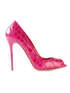 Alexander Mcqueen Peep Toe Pumps, Women's, Size: 36, Pink/purple, Leather/patent Leather