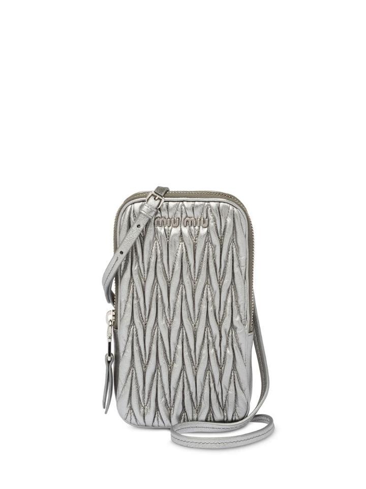 Miu Miu Metallic Matelassé Mini Bag - Grey