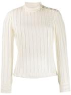 Derek Lam 10 Crosby Raw Cut Chiffon Pieced Blouse With Snaps -