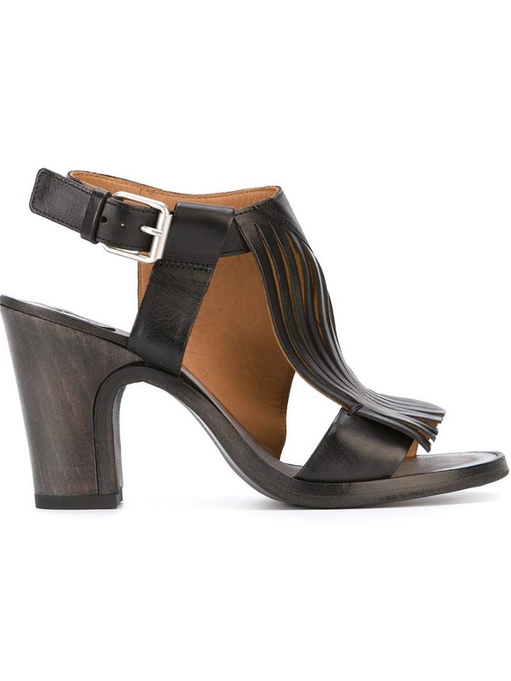 Buttero Fringed Chunky Heel Sandals