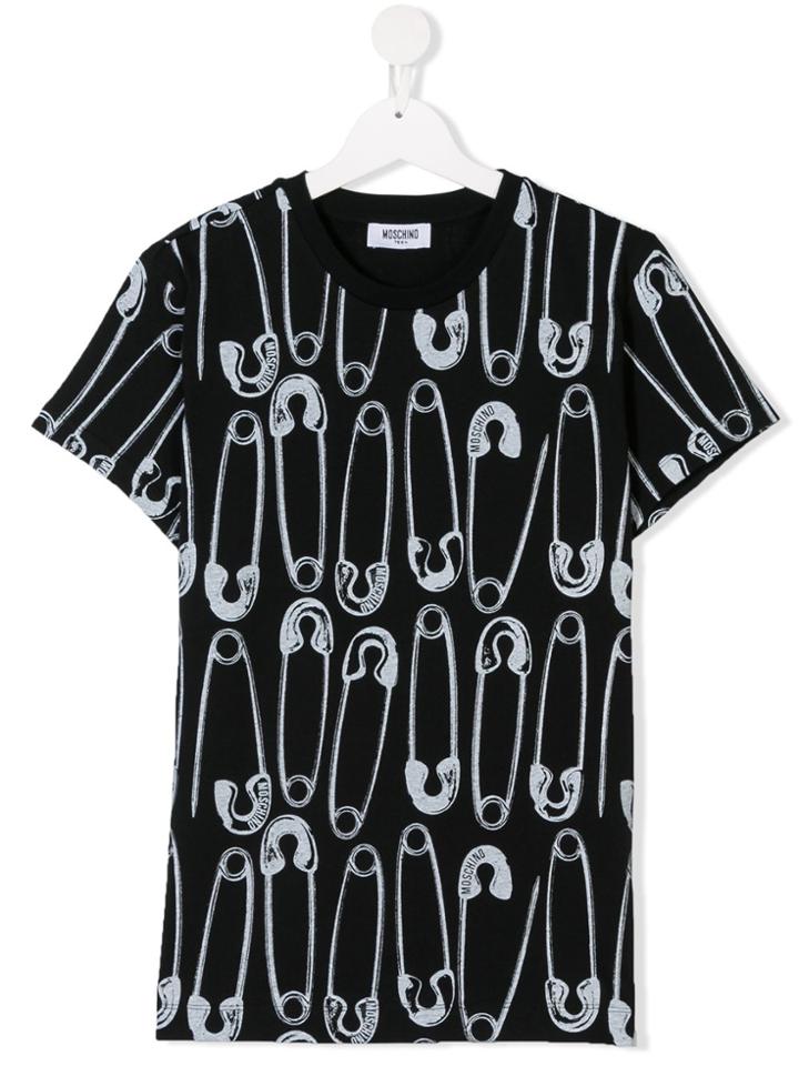 Moschino Kids Safety Pin Print T-shirt - Black