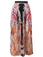 Roberto Cavalli Floral Print Pleated Skirt, Women's, Size: 44, Pink/purple, Silk