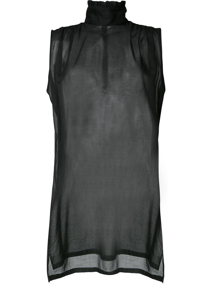 Dries Van Noten Ruffled High Neck Blouse, Women's, Size: 38, Black, Cotton