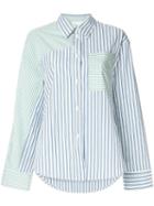 Portspure Striped Print Panelled Shirt - White