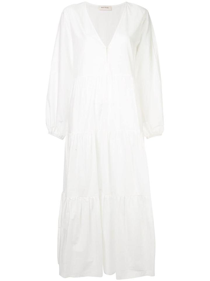 Matteau Long Sleeve Tiered Maxi Dress - White