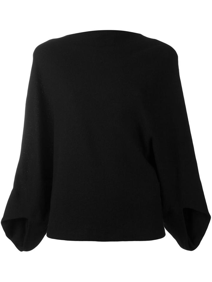 Chalayan Draped Boat Neck Top, Women's, Size: 40, Black, Wool