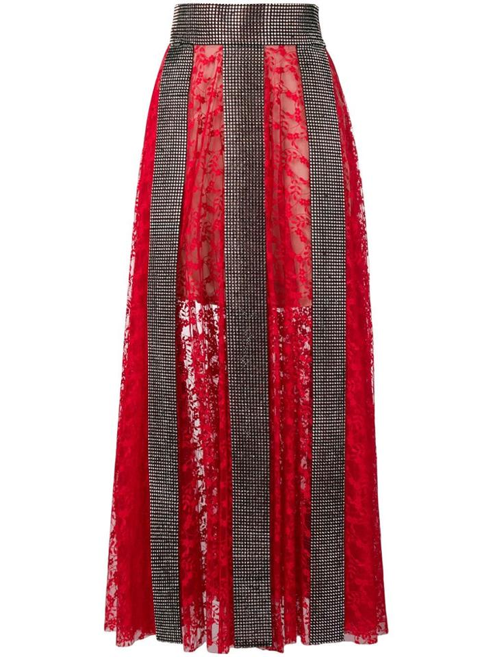 Christopher Kane Crystal Lace Maxi Skirt - Red