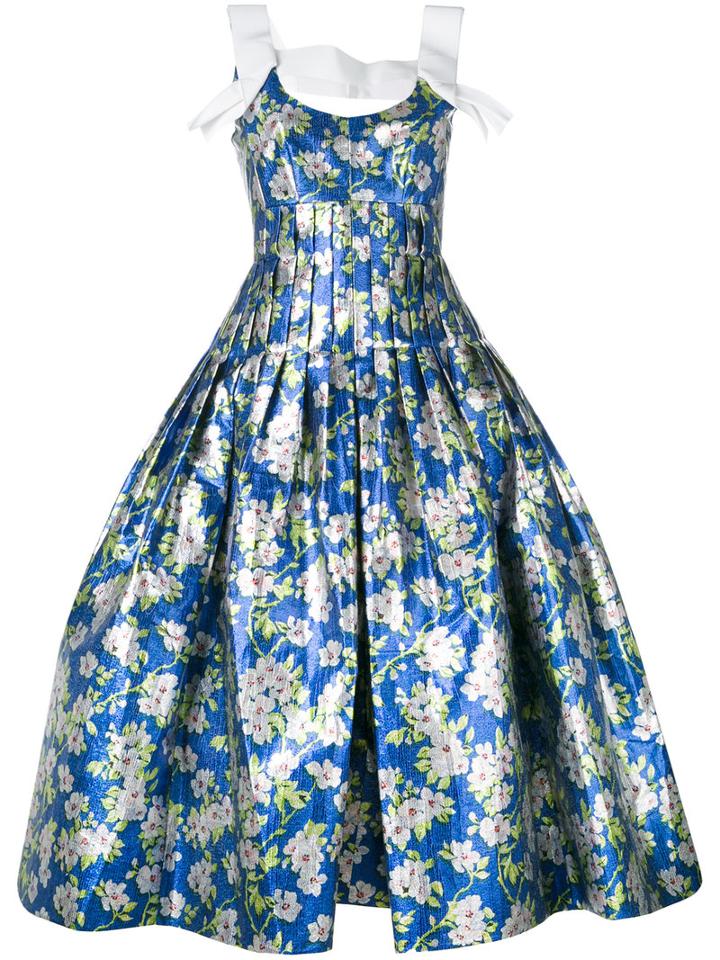 Delpozo - Floral Ballon-bottom Dress - Women - Silk/cotton/polyester - 36, Blue, Silk/cotton/polyester
