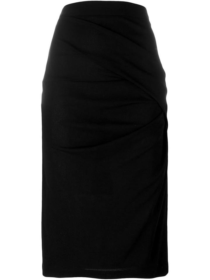 Givenchy Gathered Pencil Skirt, Women's, Size: 38, Black, Viscose/acetate/silk