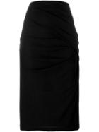 Givenchy Gathered Pencil Skirt, Women's, Size: 38, Black, Viscose/acetate/silk