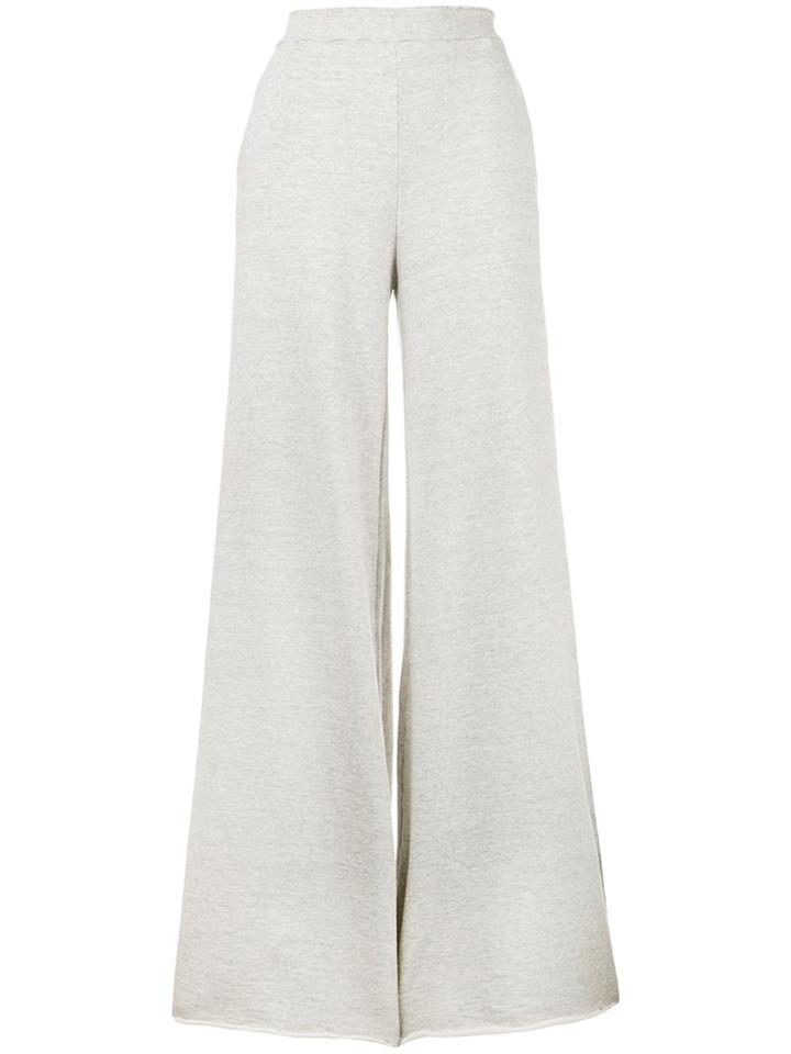 Fine Edge Wide Leg Jersey Trousers - Grey