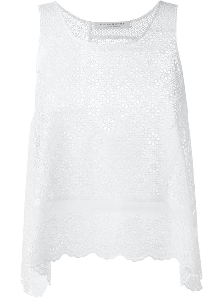 Philosophy Di Lorenzo Serafini Broderie Anglaise Tank Top, Women's, Size: 40, White, Cotton/polyester