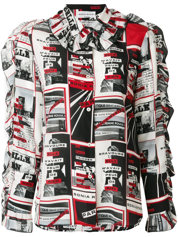 Sonia Rykiel Printed Newspaper Blouse - Black