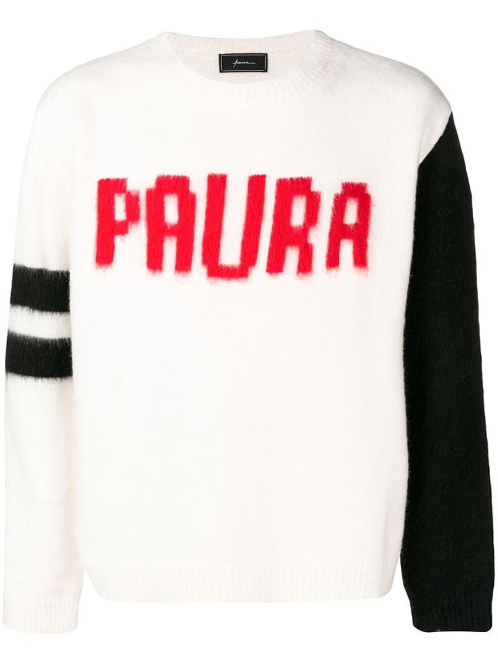 Paura Front Printed Sweater - White