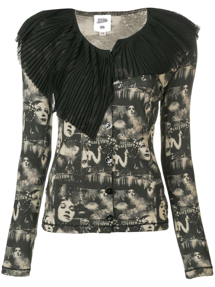 Jean Paul Gaultier Vintage Faces Printed Cardigan - Black